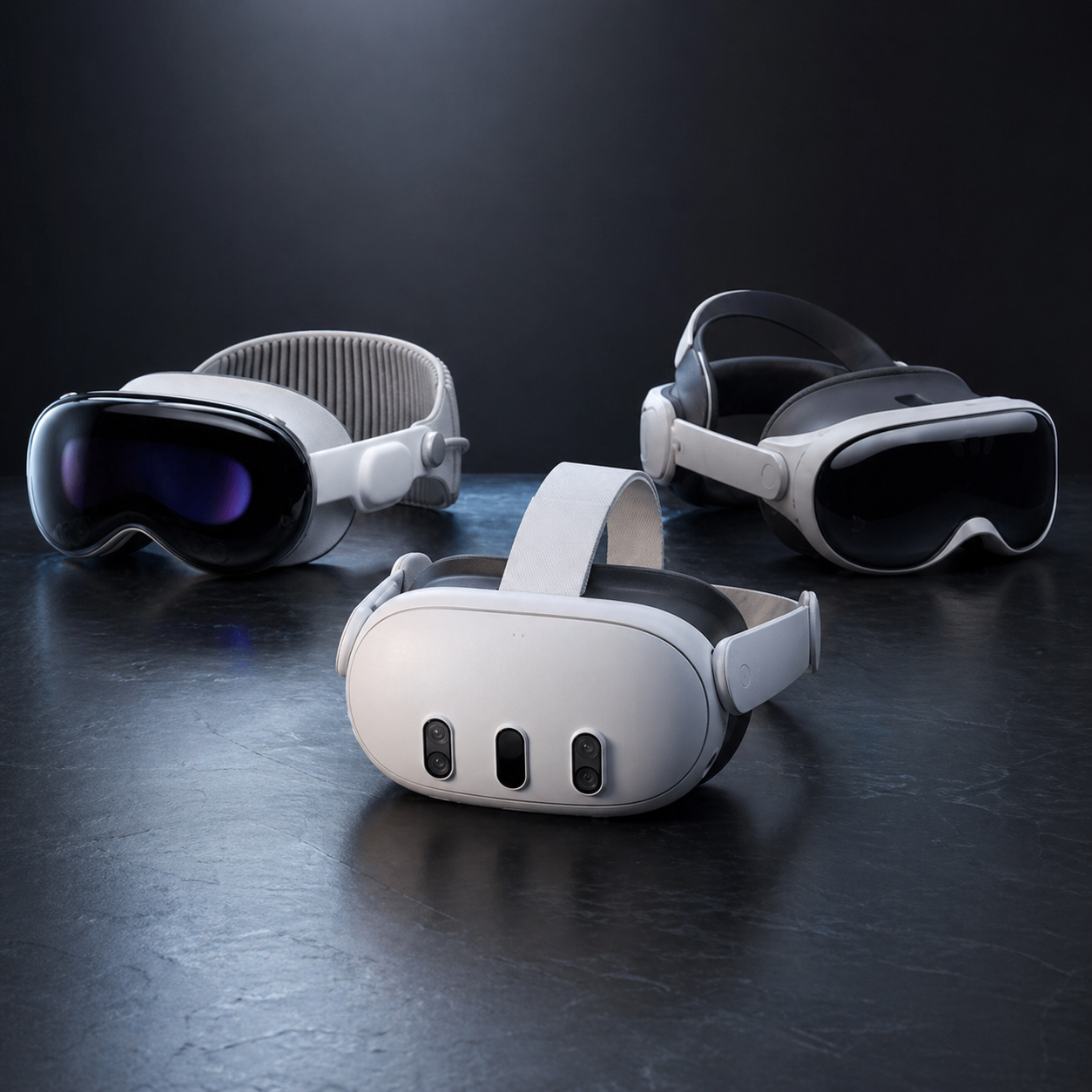 A premium VR headset (Meta Quest 3 / Apple Vision Pro) — Sim XR works on any consumer headset or PC VR rig